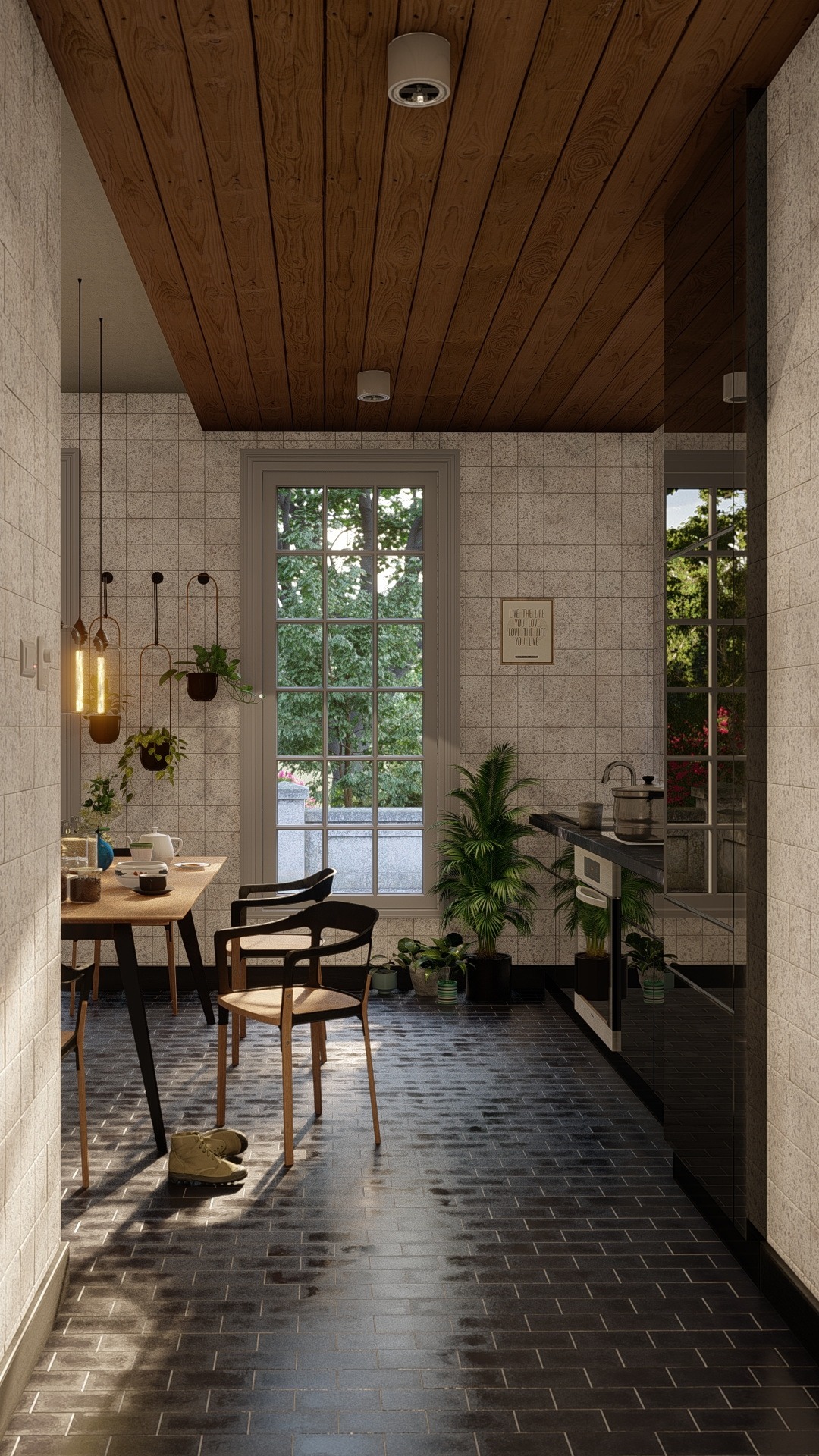 HAngulatos konyha - belsőépítészeti látványtervezés
