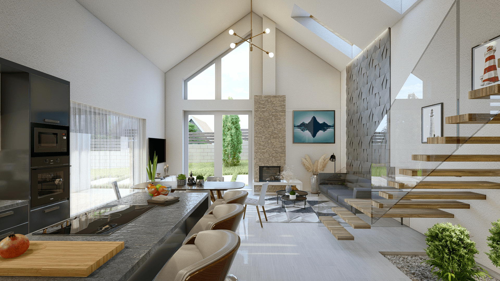 Balatonfüredi luxus ház - Belsőépítészeti látványtervezés