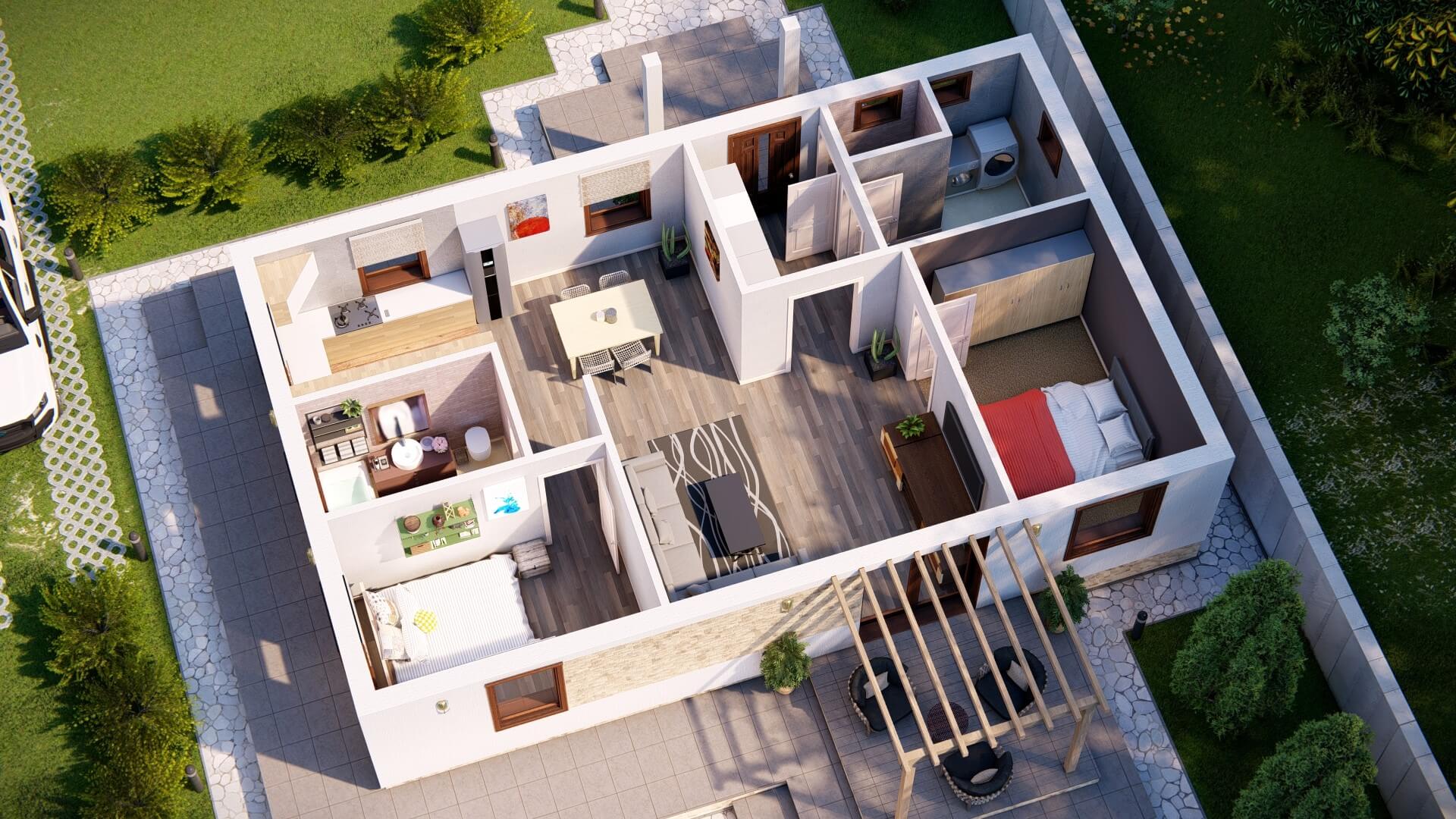 98m² családi ház - Építészeti látványtervezés